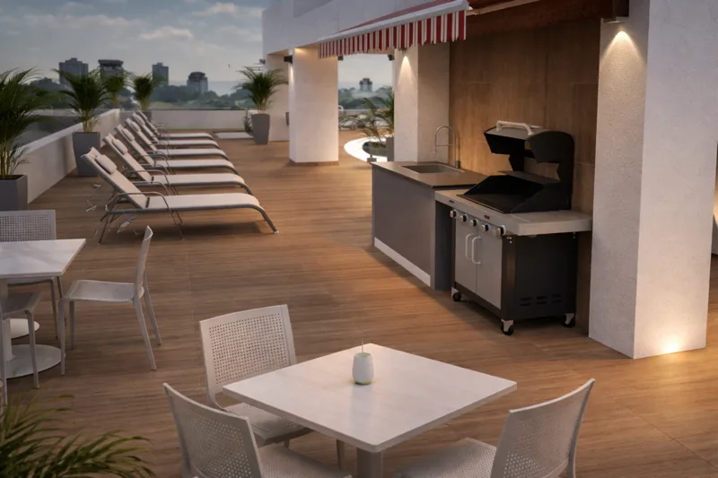 Sun deck con área de BBQ
