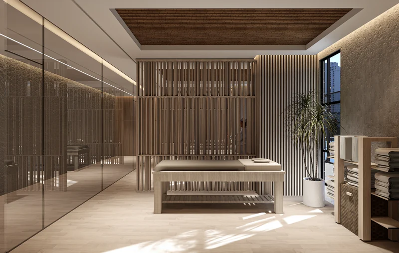 Spa with massage table