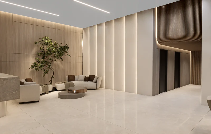 Lobby de ascensores y área de espera