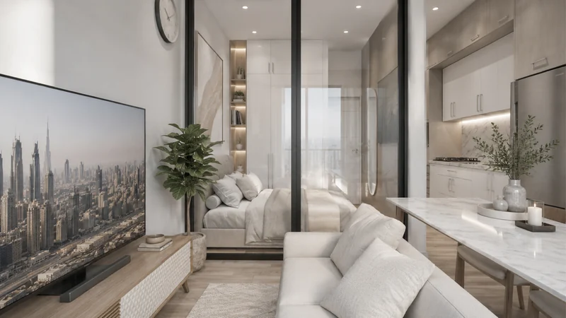 Studio: living room, kitchen and sleeping area in one