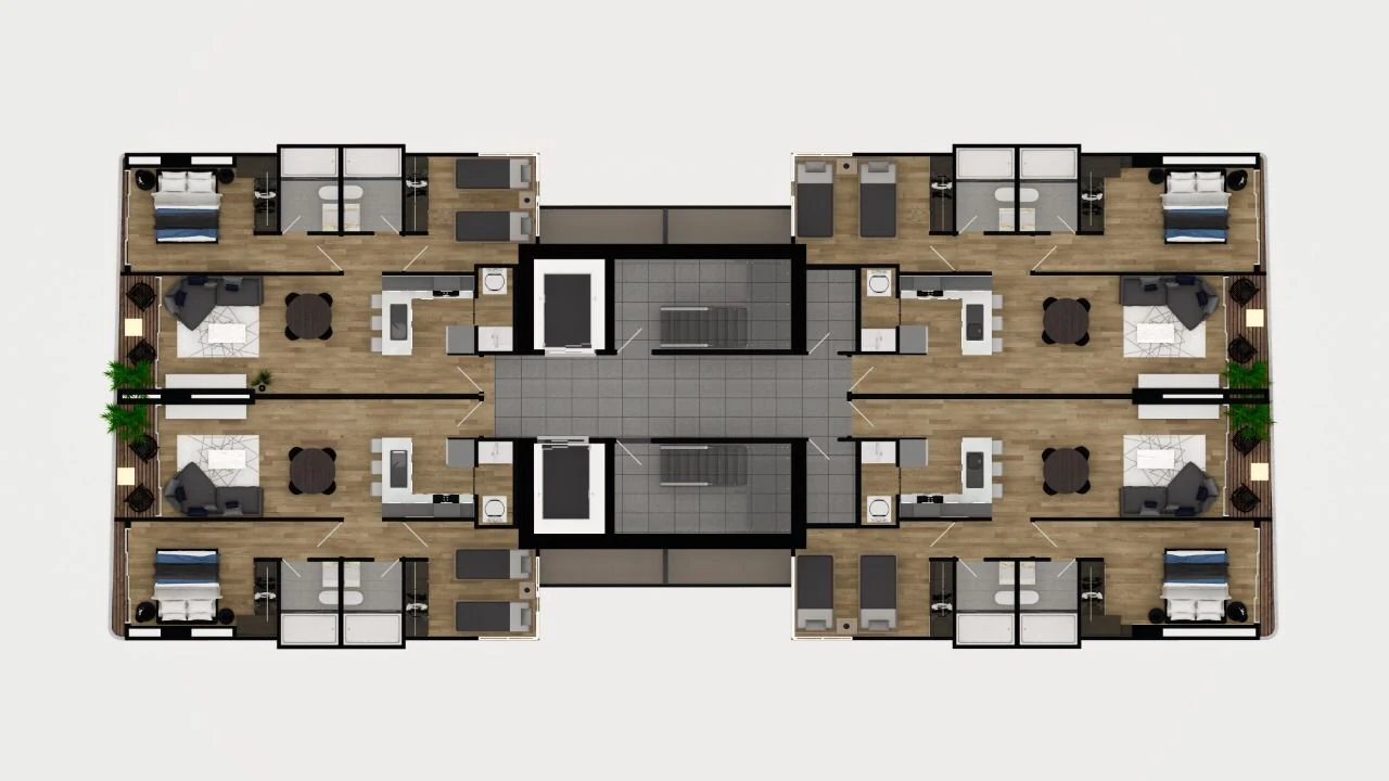 Apartments de 2 bedrooms · distribución del nivel · Sky 66