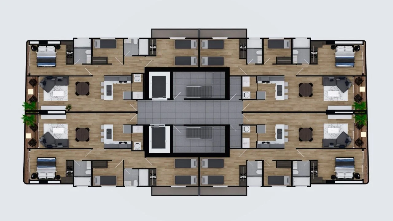 Apartments de 3 bedrooms · distribución del nivel · Sky 66