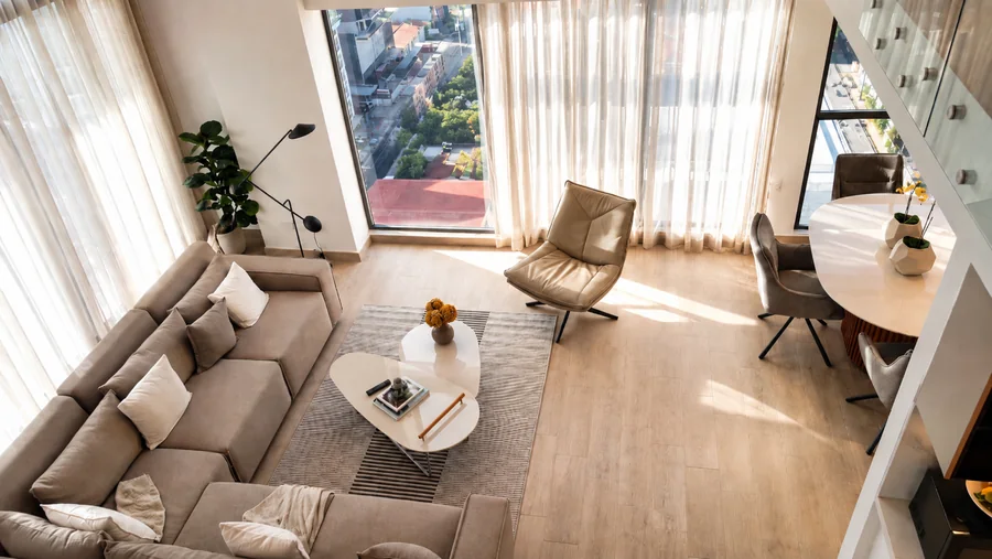 Living room del loft vista desde el mezanine