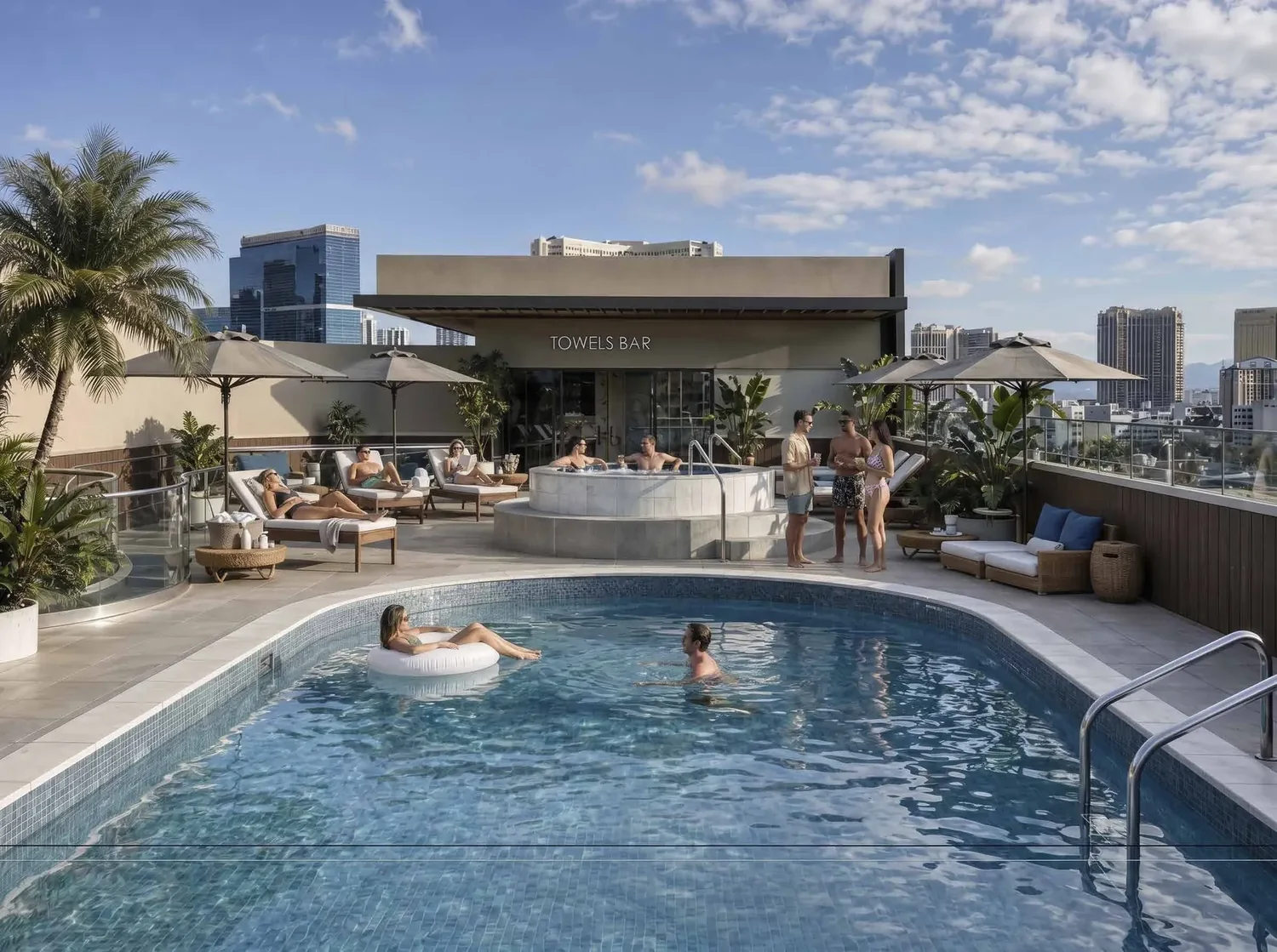 Pool y jacuzzi en el rooftop