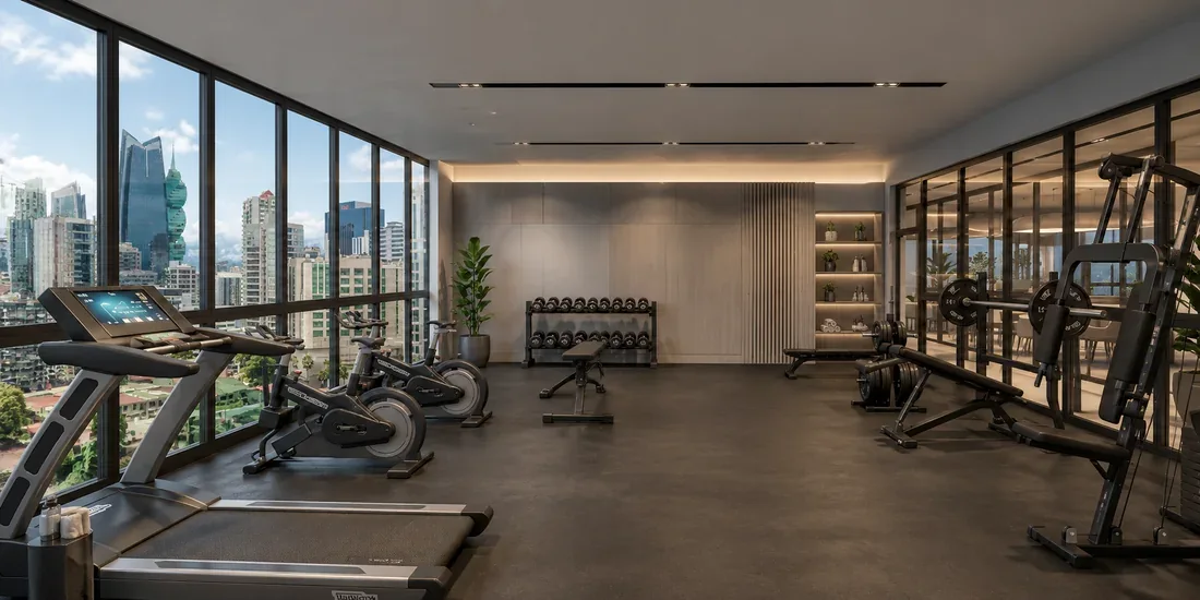 Gym con vista a la ciudad