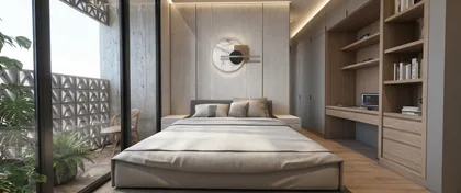 Bedroom with closet y escritorio integrados